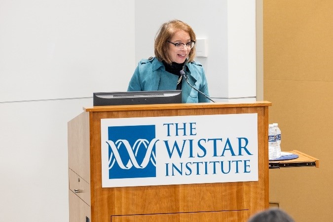 Assistant Secretary Castillo announces the STEM Talent Challenge grant recipients at the Wistar Institute in Philadelphia on January 27, 2022