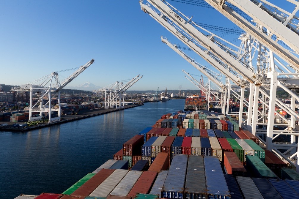 The combined ports of Seattle and Tacoma are the fifth largest seaport in the United States. Approximately five percent of North America’s marine cargo transits the two ports