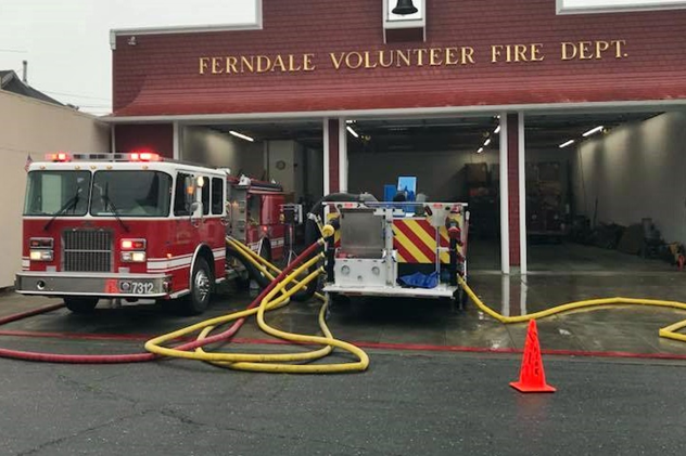 Pumps on the Ferndale Volunteer Fire Department’s engines in Ferndale, California, are tested by Francis Enos Fire Pump Repair.