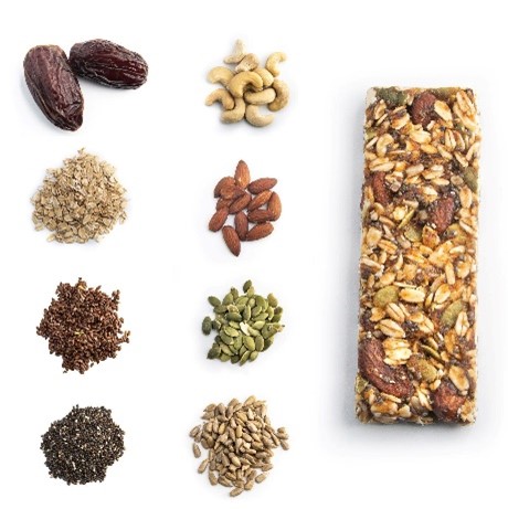 Picture of granola bar and indgredients
