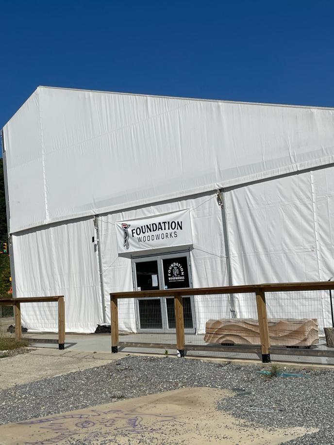 Photo of the front of the Foundation Woodworks building