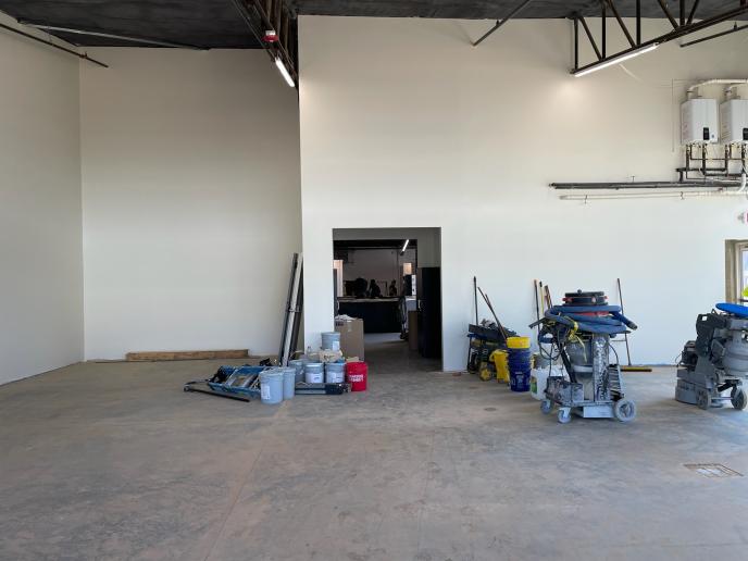 Photo of the inside of a building rebuilding after the hurricane